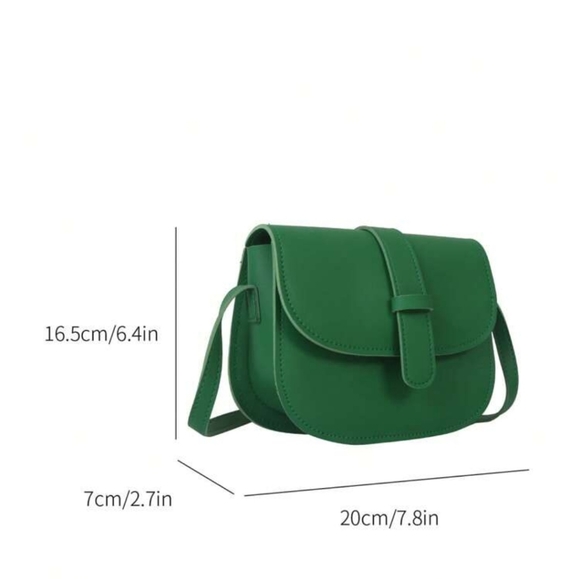 Mini Solid Color Saddle Bag, Fashion Crossbody Flap Bag, Buckle Decor Shoulder - Picture 2 of 6